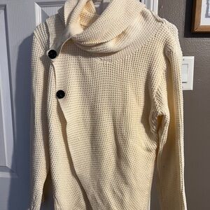 Elegant Cream Cowl Neck Sweater